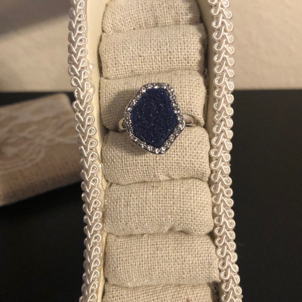 Blue Druzy Style Ring